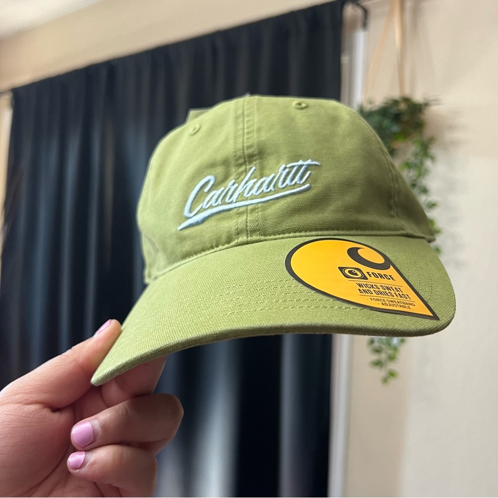 Carhartt Canvas Script Cap Olive Green Baby Blue